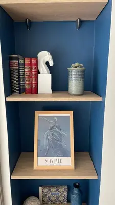 a shelf with a picture of a horse and books at CENTRAL CANNES in Cannes