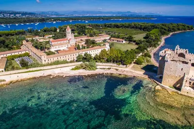 an aerial view of a castle and the water at Sea View & Large Terrace LIVE IN LA VISTA in Cannes