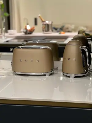 two toasters sitting on top of a kitchen counter at Palm croisette front de mer1 in Cannes