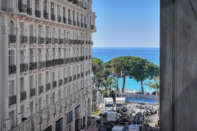 a view of the ocean from a building at REF 1745 - Cannes Center - Studio for rent in Cannes