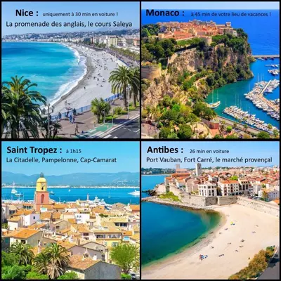 a collage of photos of a beach in malta at Cannes, mer à 500 m, maison rare in Cannes