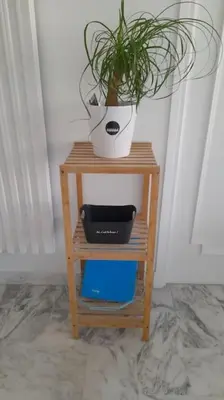a small table with a plant and a pot on it at Appartement proche croisette avec parking et climatisation in Cannes