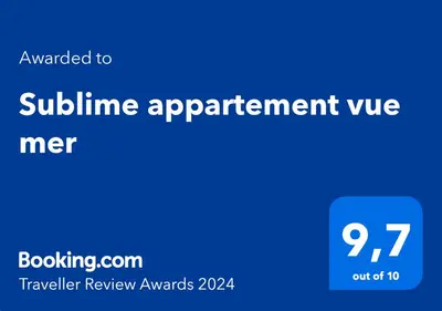 a blue screen with the textived to subline agreement at Sublime appartement vue mer in Cannes