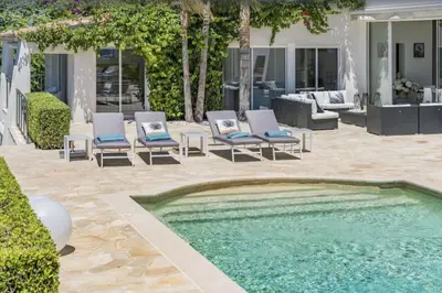 an aerial view of a house at FRGK Contemporary Luxury Villa Panoramic Sea View, Pool & Ultra-Fast Wi-Fi in Cannes