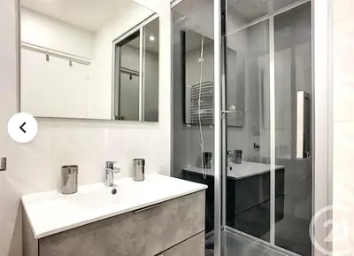 a bathroom with a sink and a shower at 1 Bedroom flat 4ppl Cannes Center Croisette Banane in Cannes