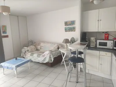 a living room with a couch and a table at LE PALAZZIO - Proximité immédiate Palais des festival ,Vieux Port et plages - Garage in Cannes