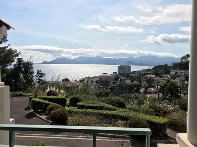 a view of the water from a house at Appt Vue Mer Exceptionnelle sur baie de Cannes in Cannes