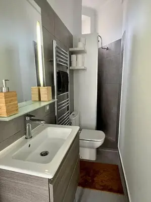 a bathroom with a sink and a toilet at T2 Cannes centre - Appartement cosy proche Palais in Cannes