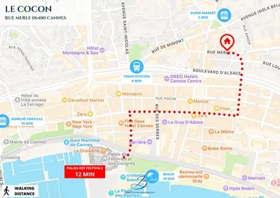 a map of london with a red dot at Le Cocon - 2 pièces centre Cannes - Terrasse in Cannes