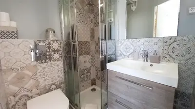 a bathroom with a sink and a toilet and a shower at Palais Gounod in Cannes