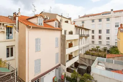 an aerial view of buildings in a city at C16 - 2 BDR Rue Antibes 4 min Palais Festivals - AC & Terrace in Cannes
