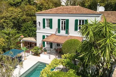 an aerial view of a house with a swimming pool at Luxurious Villa with heated pool 5BR-10p - Cannes in Cannes