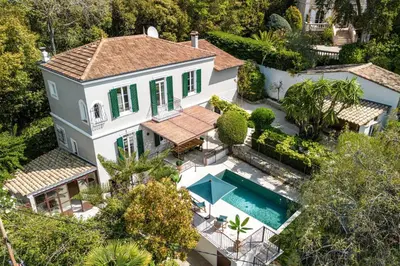 an aerial view of a house with a swimming pool at Luxurious Villa with heated pool 5BR-10p - Cannes in Cannes