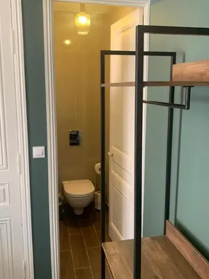 a bathroom with a toilet and a ladder in a room at Villa les fougeres suite festival jardin garage in Cannes
